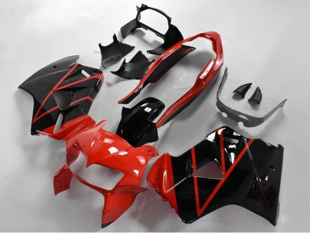 Carenados Moto Honda VFR 800 1998-2001 - Rojo Negro Brillante Raya Baratos
