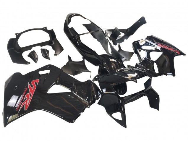 Carenados Moto Honda VFR 800 1998-2001 - Negro Brillante Rojo Calcomanía Baratos