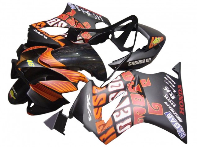 Carenados Moto Honda VFR 800 2002-2013 - Negro Mate Naranja Rossi Repsol 46 Baratos