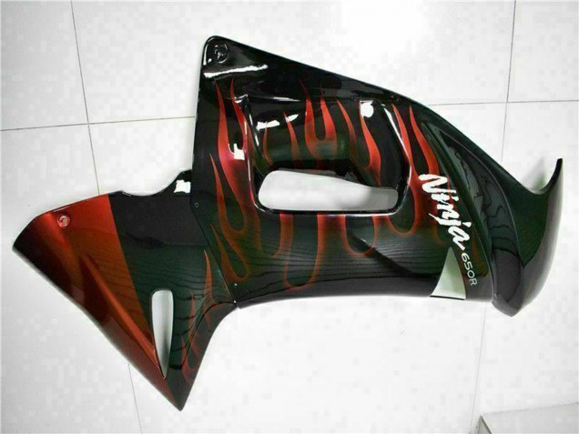 Carenados Moto Kawasaki EX650 2006-2008 - Negro Brillante Rojo Llama Baratos