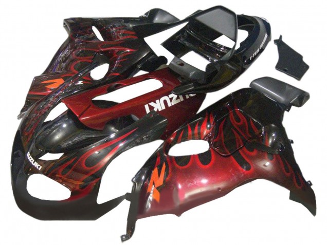Carenados Moto Suzuki TL1000R 1998-2003 - Negro Brillante Rojo Llama Baratos