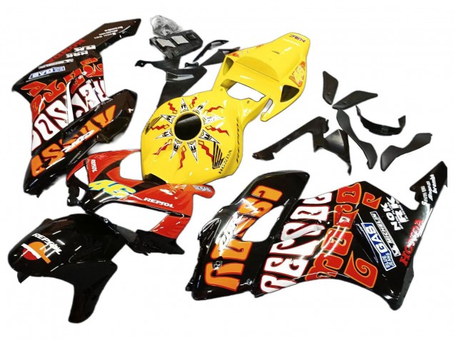 Carenados Moto Honda CBR1000RR 2004-2005 - Amarillo Naranja Negro Brillante Repsol Rossi 46 Baratos