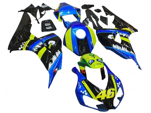 Carenados Moto Honda CBR1000RR 2006-2007 - Azul Fluorescent Verde Negro Brillante Tiburón 46 Baratos