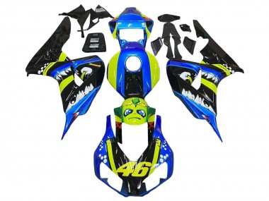 Carenados Moto Honda CBR1000RR 2006-2007 - Azul Fluorescent Verde Negro Brillante Tiburón 46 Baratos