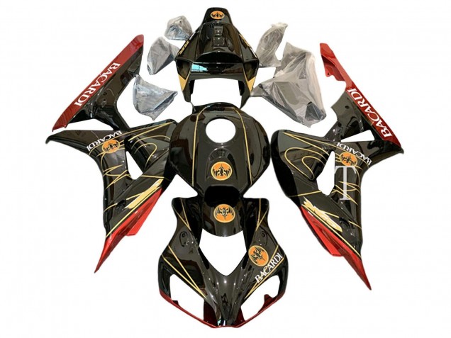 Carenados Moto Honda CBR1000RR 2006-2007 - Negro Brillante Rojo Oro BACARDI Baratos