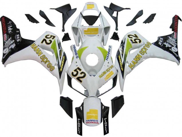 Carenados Moto Honda CBR1000RR 2006-2007 - Blanco Verde Negro Brillante Hannspree 52 Baratos