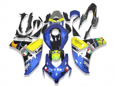 Carenados Moto Honda CBR1000RR 2008-2011 - Azul Amarillo Negro Brillante Tiburón Baratos