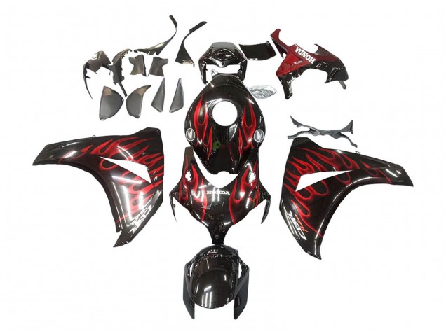 Carenado Moto Honda CBR1000RR 2008-2011 - Negro Brillante Rojo Llama Baratos