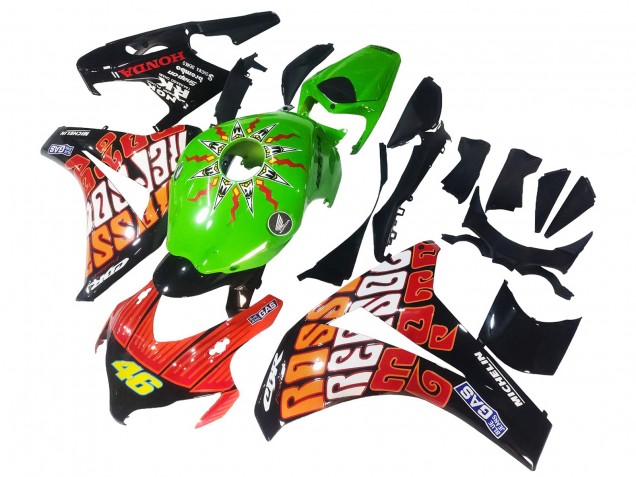 Carenados Moto Honda CBR1000RR 2008-2011 - Verde Naranja Negro Brillante Rossi Michelin 46 Baratos