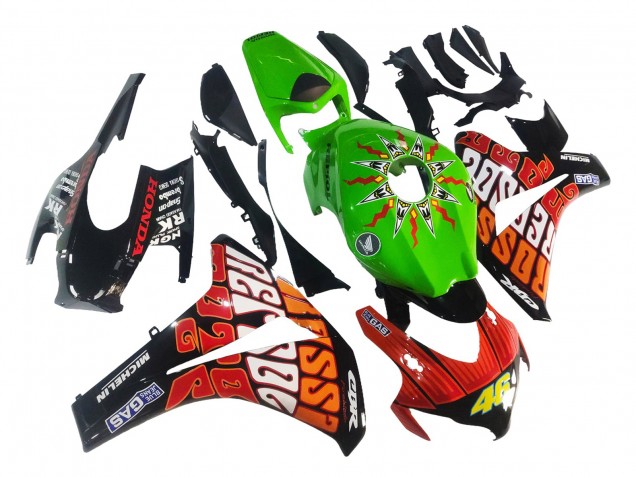 Carenados Moto Honda CBR1000RR 2008-2011 - Verde Naranja Negro Brillante Rossi Michelin 46 Baratos