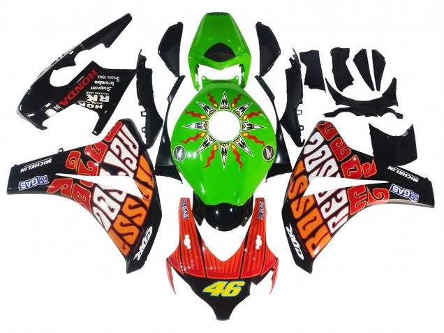 Carenados Moto Honda CBR1000RR 2008-2011 - Verde Naranja Negro Brillante Rossi Michelin 46 Baratos