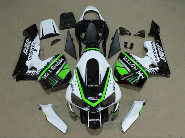 Carenados Moto Honda CBR600RR 2003-2004 - Blanco Verde Negro Brillante Monstruo Baratos