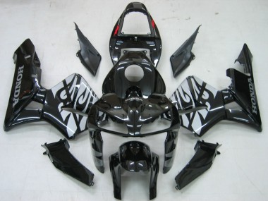 Carenados Moto Honda CBR600RR 2005-2006 - Negro Brillante Gris Llama Baratos