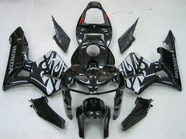 Carenados Moto Honda CBR600RR 2005-2006 - Negro Brillante Gris Llama Baratos