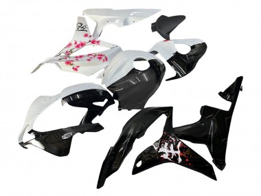 Carenados Moto Honda CBR600RR 2007-2008 - Blanco Cherry Blossom Negro Brillante Dividir Baratos