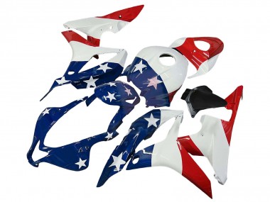 Carenados Moto Honda CBR600RR 2007-2008 - Blanco Azul Rojo Estrella Baratos