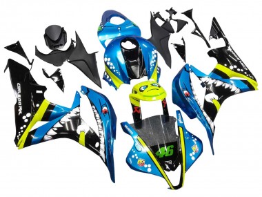 Carenados Moto Honda CBR600RR 2007-2008 - Verde Amarillo Negro Brillante Tiburón 46 Baratos