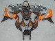 Carenados Moto Honda CBR600RR 2007-2008 - Negro Brillante Naranja Llama Baratos