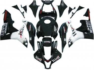 Carenados Moto Honda CBR600RR 2007-2008 - Negro Brillante Blanco West Baratos