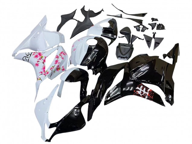 Carenados Moto Honda CBR600RR 2009-2012 - Blanco Cherry Blossom Negro Brillante Baratos