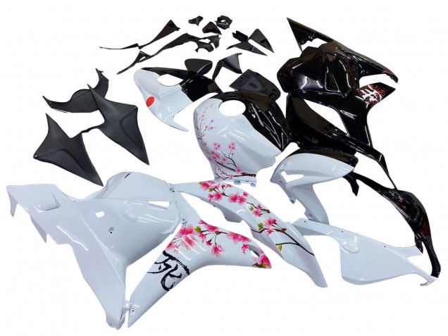 Carenados Moto Honda CBR600RR 2009-2012 - Blanco Cherry Blossom Negro Brillante Baratos