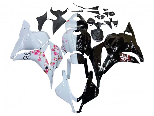 Carenados Moto Honda CBR600RR 2009-2012 - Blanco Cherry Blossom Negro Brillante Baratos