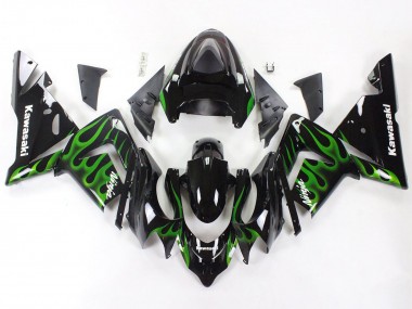 Carenados Moto Kawasaki ZX10R 2004-2005 - Negro Verde Llama Ninja Baratos