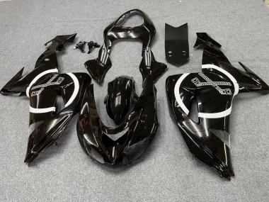 Carenados Moto Kawasaki ZX10R 2006-2007 - Negro Brillante Blanco Círculo Baratos
