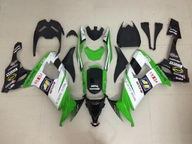 Carenados Moto Kawasaki ZX10R 2008-2010 - Blanco Verde Negro Brillante Motul Neos Banca Petas Baratos