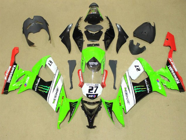Carenados Moto Kawasaki ZX10R 2008-2010 - Verde Blanco Rojo Negro Elf Verde Monstruo Energy 27 Baratos
