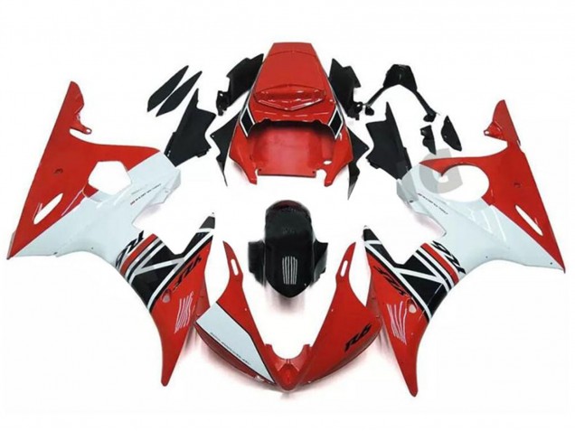 Carenado Moto Yamaha YZF R6 2003-2004 - Rojo Blanco Negro Brillante Baratos