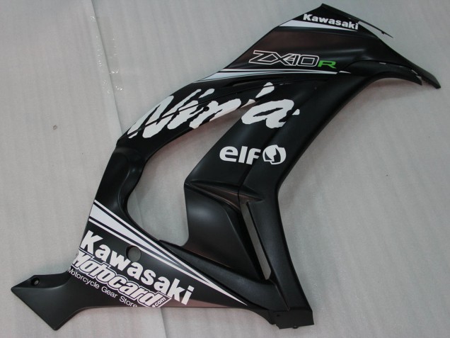 Carenados Moto Kawasaki ZX10R 2011-2015 - Negro Brillante Blanco Elf Nieve Calcomanía Baratos