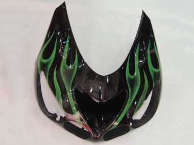 Carenado Moto Kawasaki ZX14R ZZR1400 2006-2011 - Negro Brillante Verde Llama Baratos