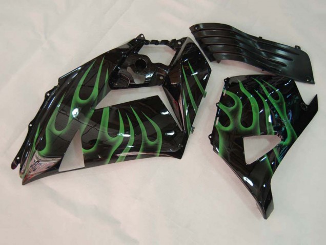 Carenado Moto Kawasaki ZX14R ZZR1400 2006-2011 - Negro Brillante Verde Llama Baratos