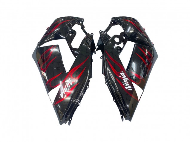 Kits Carenado Moto Kawasaki ZX14R ZZR1400 2006-2011 - Negro Brillante Rojo Llama Baratos