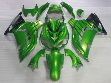 Carenado Moto Kawasaki ZX14R ZZR1400 2006-2011 - Verde Negro Brillante Baratos