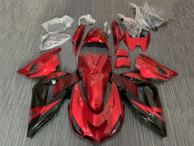 Carenado Moto Kawasaki ZX14R ZZR1400 2006-2011 - Rojo Negro Brillante Baratos