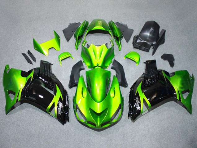 Kits Carenados Moto Kawasaki ZX14R ZZR1400 2006-2011 - Verde Negro Brillante Baratos