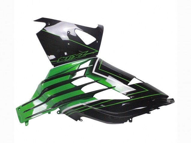 Carenados Moto Kawasaki ZX14R ZZR1400 2012-2024 - Verde Negro Brillante Raya Baratos