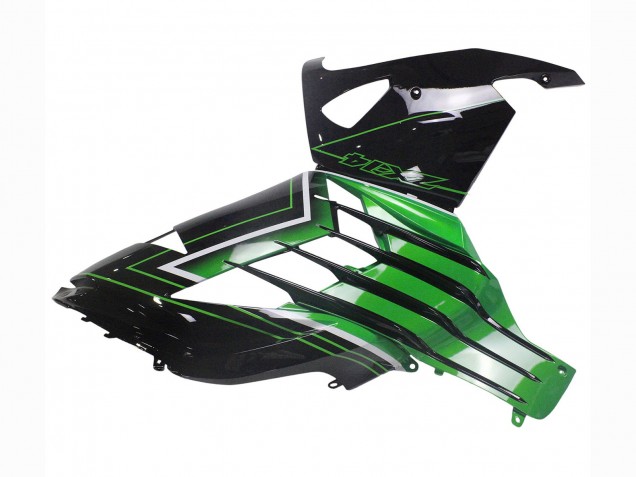 Carenados Moto Kawasaki ZX14R ZZR1400 2012-2024 - Verde Negro Brillante Raya Baratos