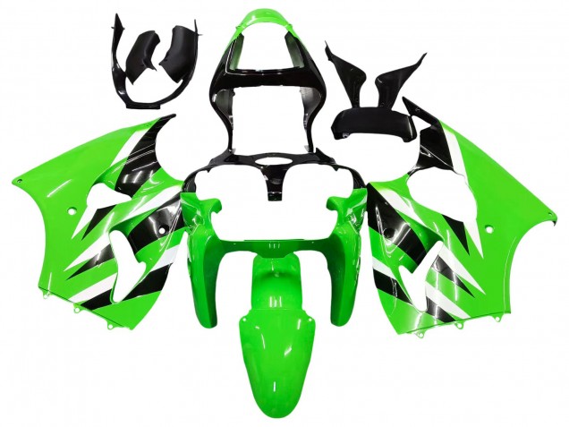 Carenados Moto Kawasaki ZX6R 2000-2002 - Verde Blanco Negro Baratos