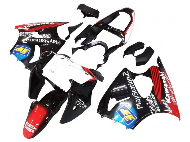 Carenados Moto Kawasaki ZX6R 2000-2002 - Negro Brillante Rojo Azul Rojo PlayStation 2 Baratos