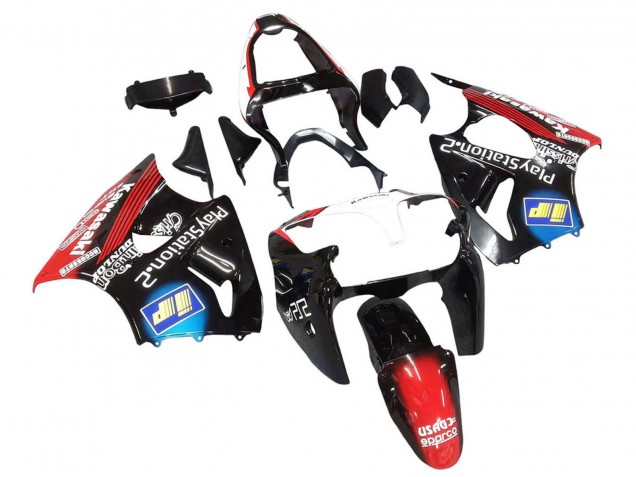 Carenados Moto Kawasaki ZX6R 2000-2002 - Negro Brillante Rojo Azul Rojo PlayStation 2 Baratos