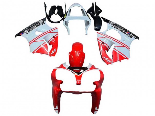 Carenados Moto Kawasaki ZX6R 2000-2002 - Blanco Rojo Negro Baratos