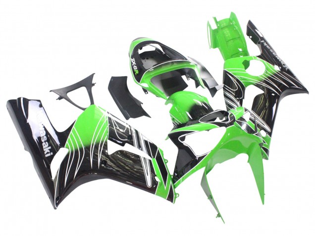 Carenados Moto Kawasaki ZX6R 2003-2004 - Verde Blanco Negro Baratos