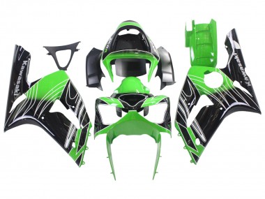 Carenados Moto Kawasaki ZX6R 2003-2004 - Verde Blanco Negro Baratos