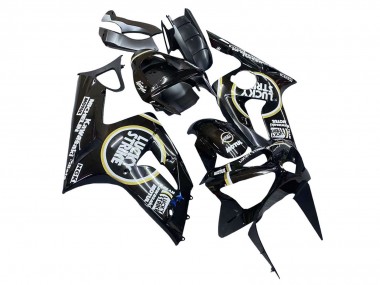 Carenados Moto Kawasaki ZX6R 2003-2004 - Negro Brillante Blanco Motul Lucky Strike Baratos