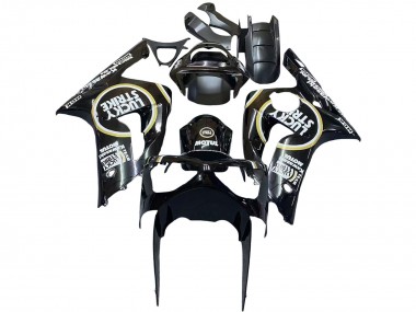 Carenados Moto Kawasaki ZX6R 2003-2004 - Negro Brillante Blanco Motul Lucky Strike Baratos