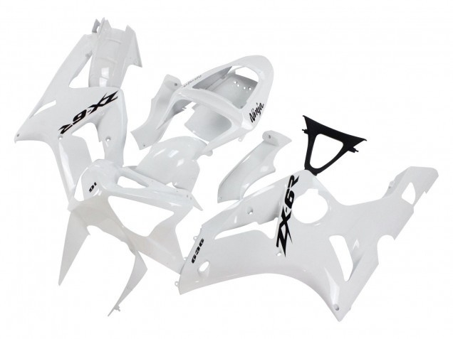Carenados Moto Kawasaki ZX6R 2003-2004 - Blanco Negro Calcomanías Baratos