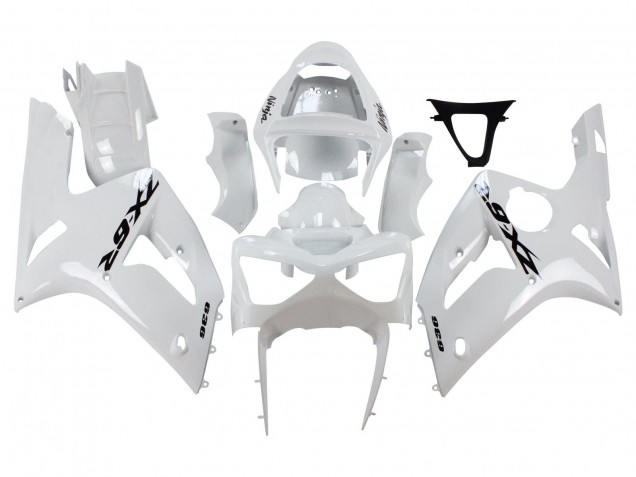 Carenados Moto Kawasaki ZX6R 2003-2004 - Blanco Negro Calcomanías Baratos